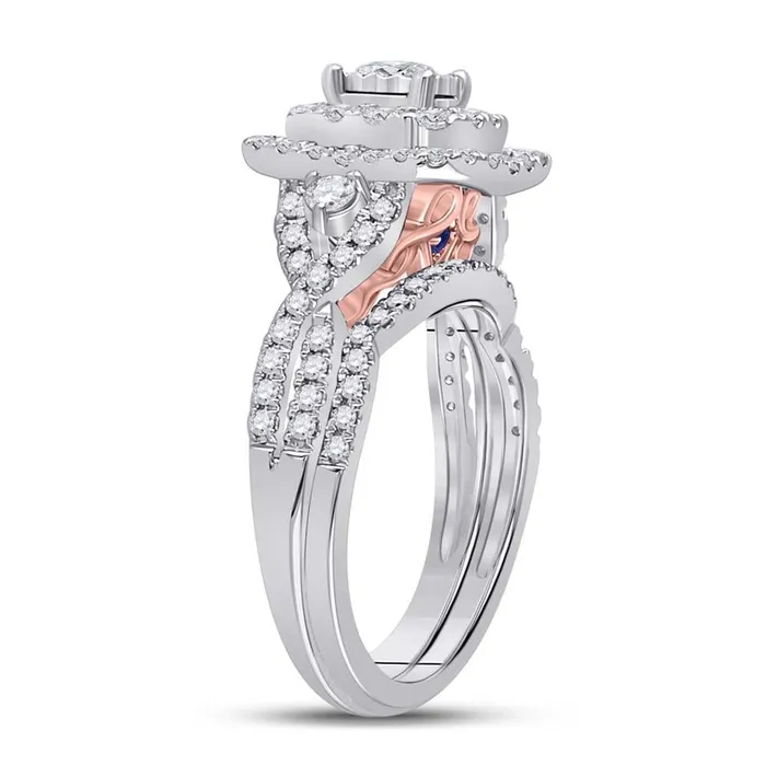 gndatlanta Rings 14k Twotone Gold Round Diamond Bridal Wedding Ring Set 1 Ctw Certified