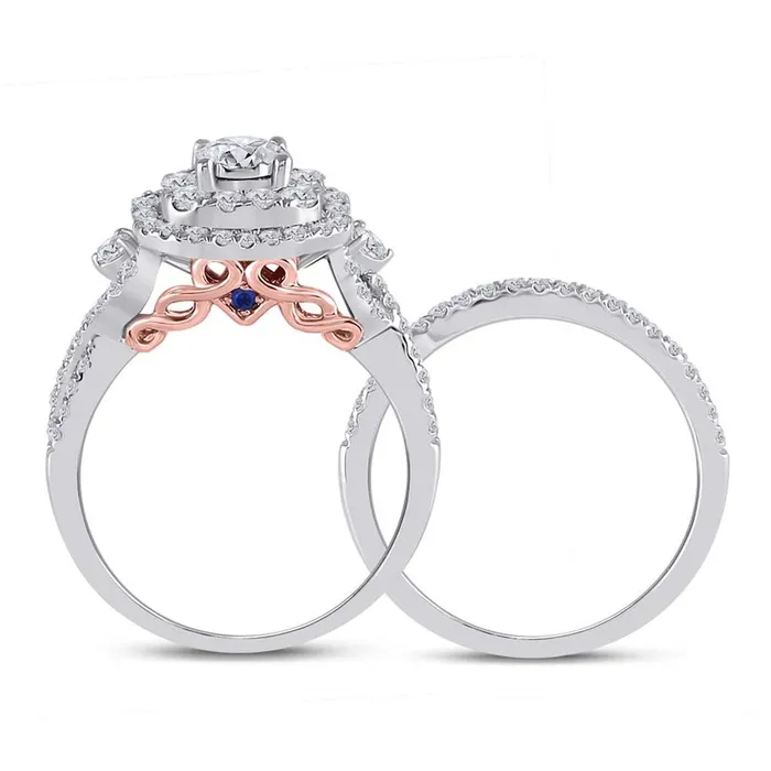 gndatlanta Rings 14k Twotone Gold Round Diamond Bridal Wedding Ring Set 1 Ctw Certified