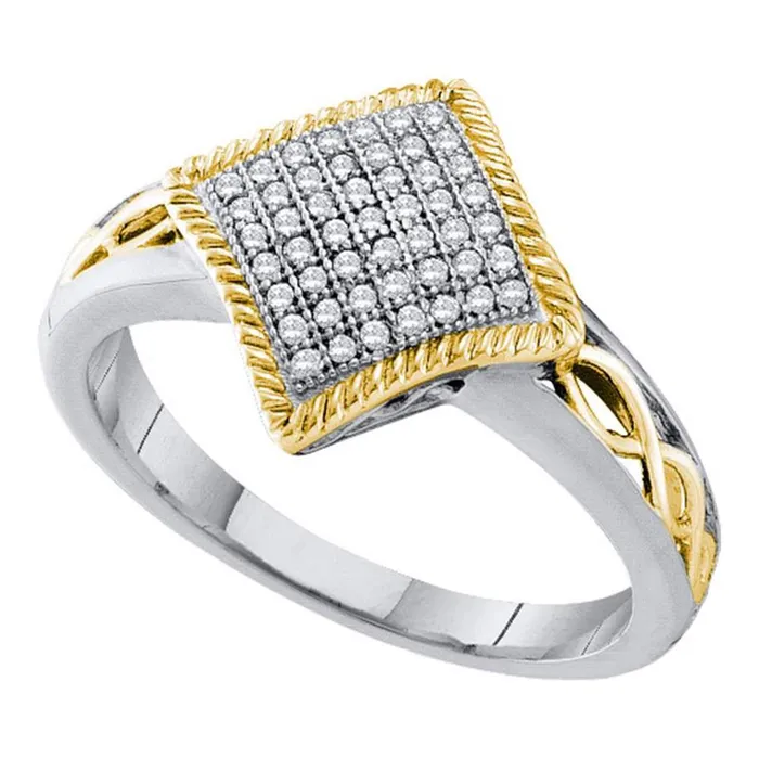 gndatlanta Rings 14k White Gold Diamond Diagonal Square Milgrain Frame Cluster Ring 16 Cttw gndatlanta Rings 14k White Gold Diamond Diagonal Square Milgrain Frame Cluster Ring 16 Cttw