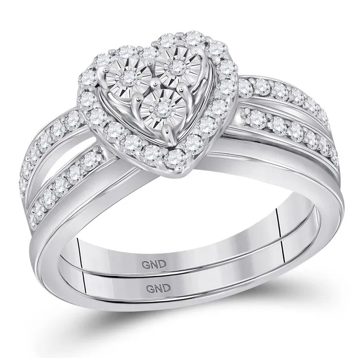 gndatlanta Rings 14k White Gold Diamond Heart Bridal Wedding Ring Set 34 Cttw gndatlanta Rings 14k White Gold Diamond Heart Bridal Wedding Ring Set 34 Cttw
