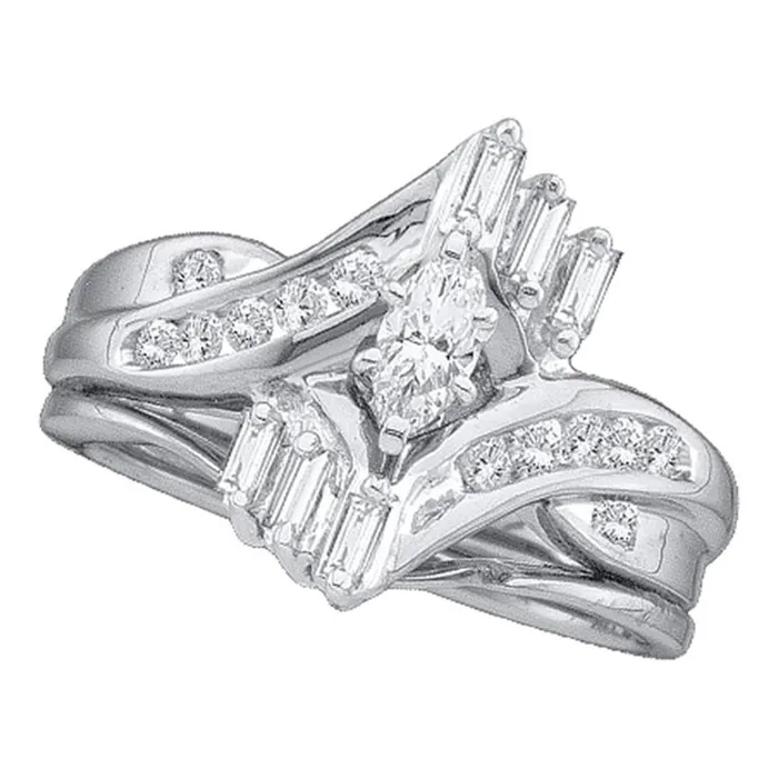 gndatlanta Rings 14k White Gold Marquise Diamond Bridal Wedding Ring Set 12 Cttw gndatlanta Rings 14k White Gold Marquise Diamond Bridal Wedding Ring Set 12 Cttw