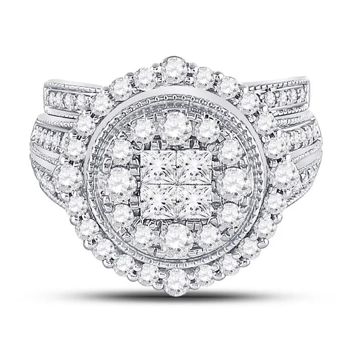 gndatlanta Rings 14k White Gold Princess Diamond Bridal Wedding Ring Set 2 Cttw gndatlanta Rings 14k White Gold Princess Diamond Bridal Wedding Ring Set 2 Cttw