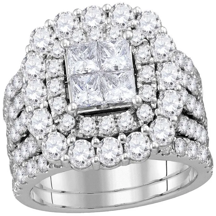 gndatlanta Rings 14k White Gold Princess Diamond Bridal Wedding Ring Set 458 Cttw gndatlanta Rings 14k White Gold Princess Diamond Bridal Wedding Ring Set 458 Cttw