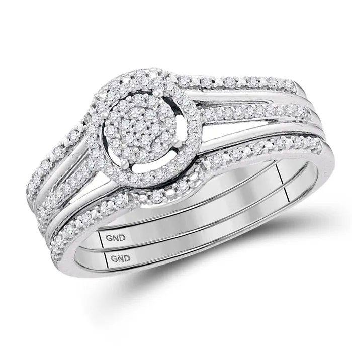 gndatlanta Rings 14k White Gold Round Diamond 3Piece Bridal Wedding Ring Set 14 Cttw gndatlanta Rings 14k White Gold Round Diamond 3Piece Bridal Wedding Ring Set 14 Cttw