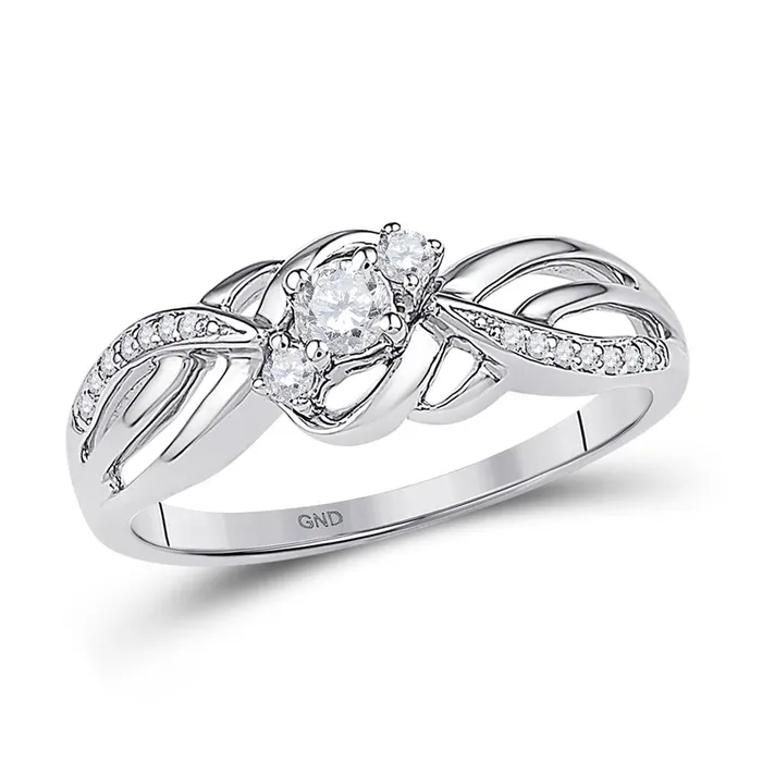 gndatlanta Rings 14k White Gold Round Diamond 3stone Bridal Engagement Ring 14 Cttw gndatlanta Rings 14k White Gold Round Diamond 3stone Bridal Engagement Ring 14 Cttw
