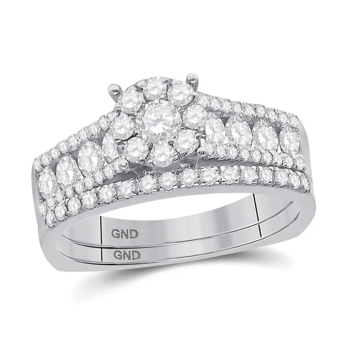 gndatlanta Rings 14k White Gold Round Diamond Bridal Wedding Ring Set 1 Cttw gndatlanta Rings 14k White Gold Round Diamond Bridal Wedding Ring Set 1 Cttw