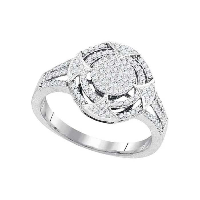 gndatlanta Rings 14k White Gold Round Diamond Circle Cluster Ring 13 Cttw gndatlanta Rings 14k White Gold Round Diamond Circle Cluster Ring 13 Cttw