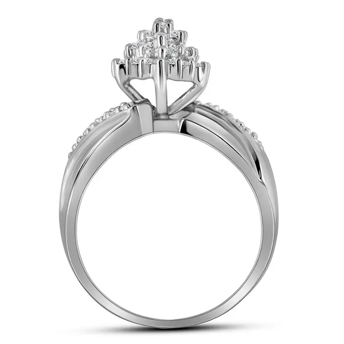 gndatlanta Rings 14k White Gold Round Diamond Cluster Ring 12 Cttw