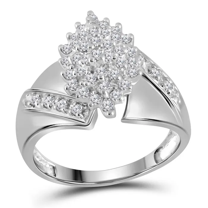 gndatlanta Rings 14k White Gold Round Diamond Cluster Ring 12 Cttw