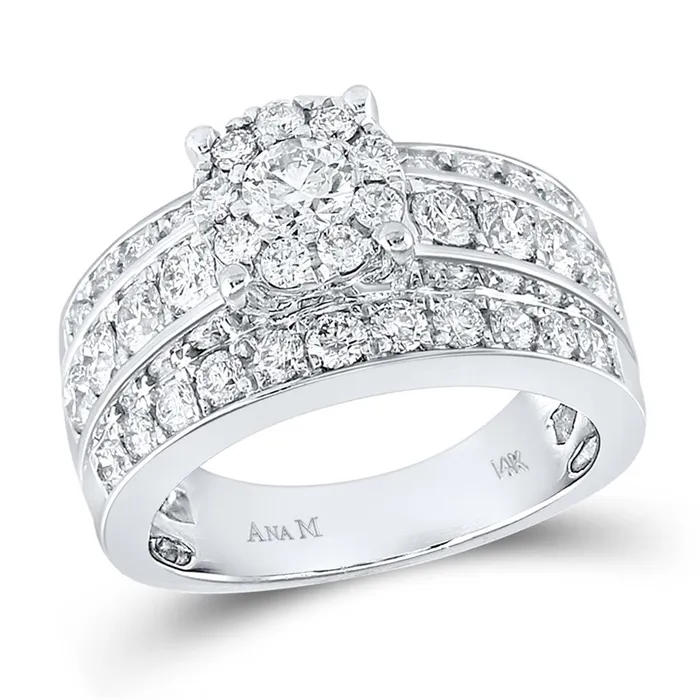 gndatlanta Rings 14k White Gold Round Diamond Halo Bridal Engagement Ring 2 Cttw gndatlanta Rings 14k White Gold Round Diamond Halo Bridal Engagement Ring 2 Cttw