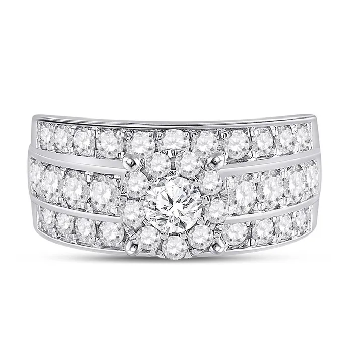gndatlanta Rings 14k White Gold Round Diamond Halo Bridal Engagement Ring 2 Cttw