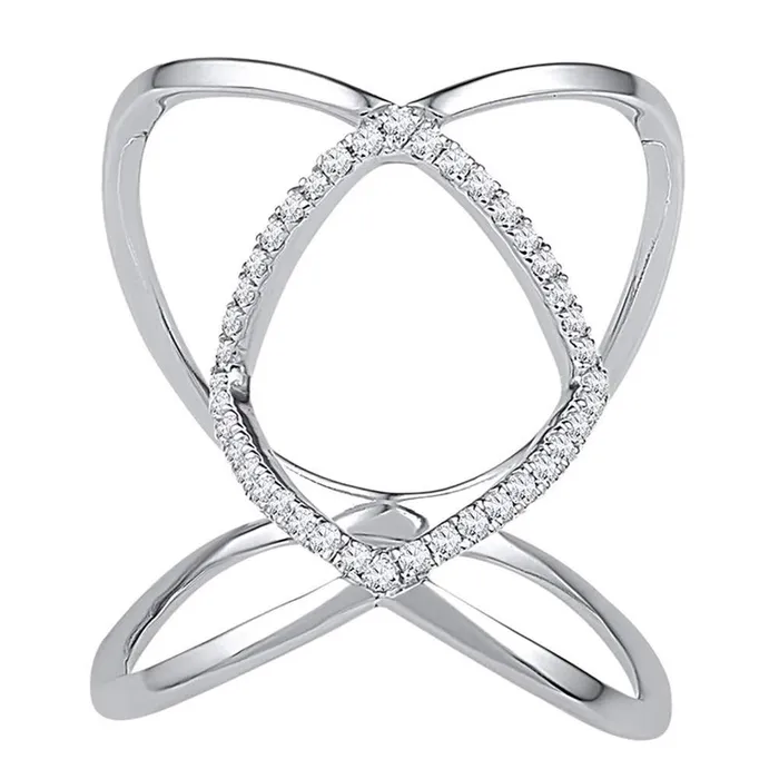 gndatlanta Rings 14k White Gold Round Diamond Open Strand Knuckle Fashion Ring 16 Cttw gndatlanta Rings 14k White Gold Round Diamond Open Strand Knuckle Fashion Ring 16 Cttw