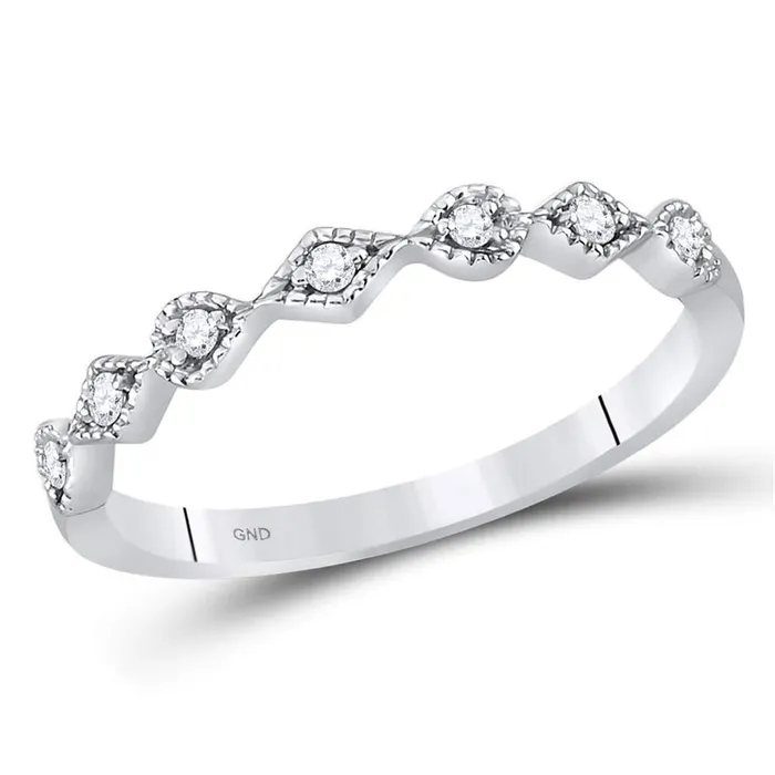 gndatlanta Rings 14k White Gold Round Diamond Stackable Band Ring 110 Cttw gndatlanta Rings 14k White Gold Round Diamond Stackable Band Ring 110 Cttw