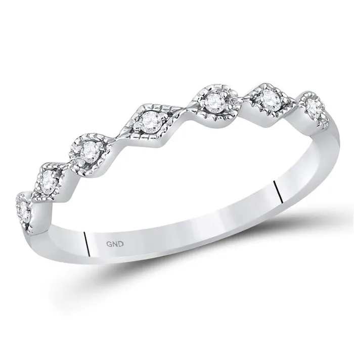 gndatlanta Rings 14k White Gold Round Diamond Stackable Band Ring 110 Cttw