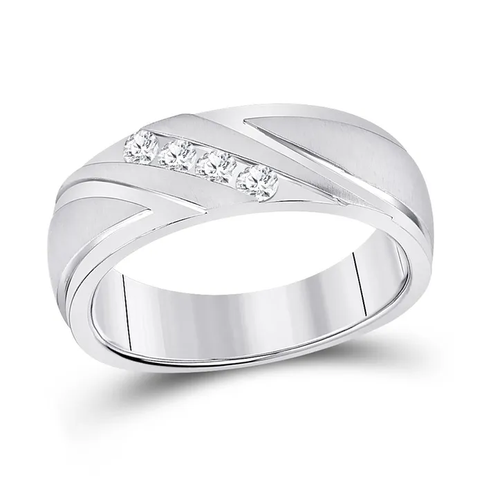 gndatlanta Rings 14k White Gold Round Diamond Wedding Band 14 Cttw