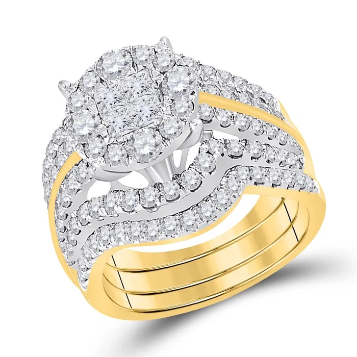 gndatlanta Rings 14k Yellow Gold Princess Diamond Bridal Wedding Ring Set 212 Cttw gndatlanta Rings 14k Yellow Gold Princess Diamond Bridal Wedding Ring Set 212 Cttw