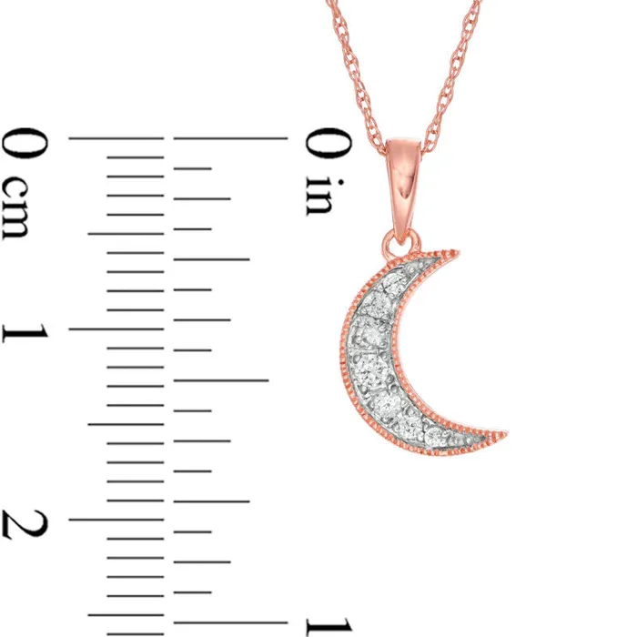Goldia 007 CT TW Natural Diamond LaserCut Crescent Moon Pendant in 10K Rose Gold Necklaces Goldia 007 CT TW Natural Diamond LaserCut Crescent Moon Pendant in 10K Rose Gold Necklaces