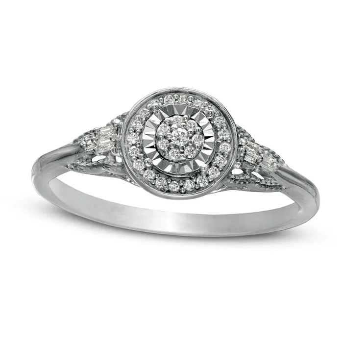 Goldia 017 CT TW Composite Natural Diamond Frame Antique VintageStyle Promise Ring in Solid 10K White Gold Rings Goldia 017 CT TW Composite Natural Diamond Frame Antique VintageStyle Promise Ring in Solid 10K White Gold Rings