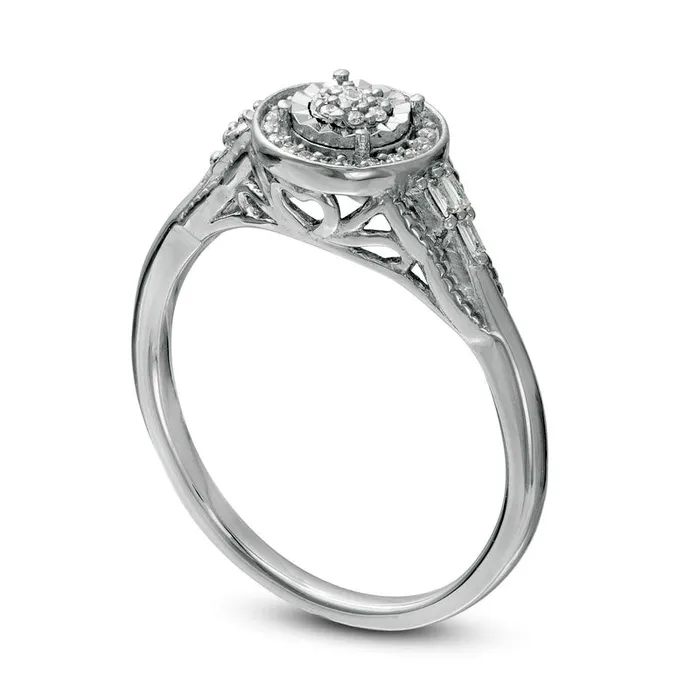 Goldia 017 CT TW Composite Natural Diamond Frame Antique VintageStyle Promise Ring in Solid 10K White Gold Rings Goldia 017 CT TW Composite Natural Diamond Frame Antique VintageStyle Promise Ring in Solid 10K White Gold Rings