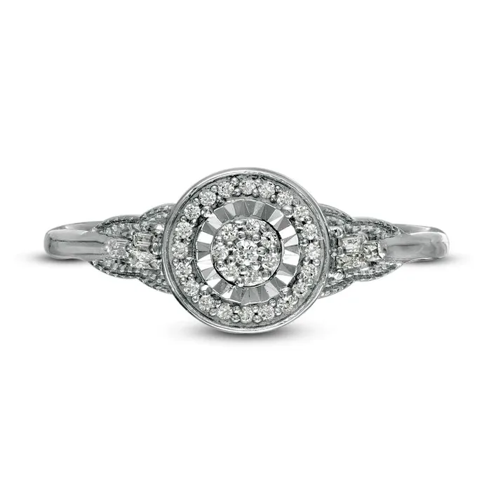 Goldia 017 CT TW Composite Natural Diamond Frame Antique VintageStyle Promise Ring in Solid 10K White Gold Rings Goldia 017 CT TW Composite Natural Diamond Frame Antique VintageStyle Promise Ring in Solid 10K White Gold Rings