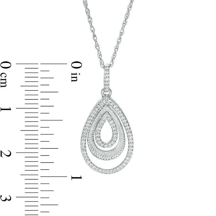 Goldia 017 CT TW Natural Diamond and Textured Triple Teardrop Pendant in Sterling Silver Necklaces Goldia 017 CT TW Natural Diamond and Textured Triple Teardrop Pendant in Sterling Silver Necklaces
