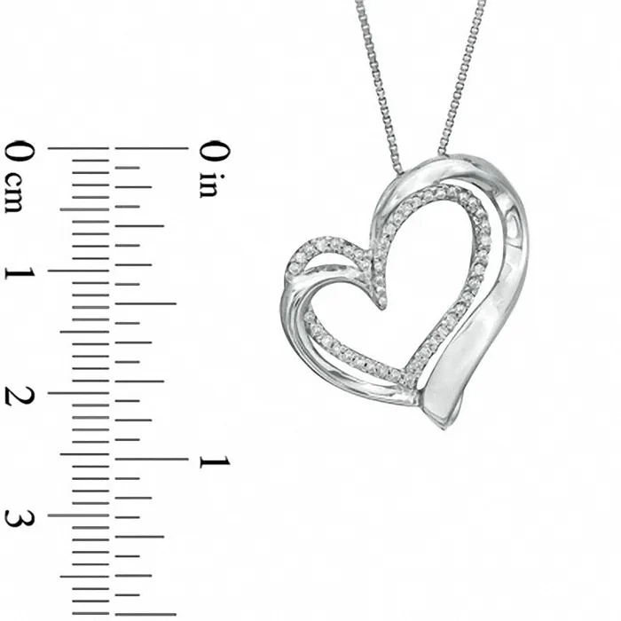 Goldia 017 CT TW Natural Diamond Looped Tilted Heart Pendant in Sterling Silver Necklaces Goldia 017 CT TW Natural Diamond Looped Tilted Heart Pendant in Sterling Silver Necklaces