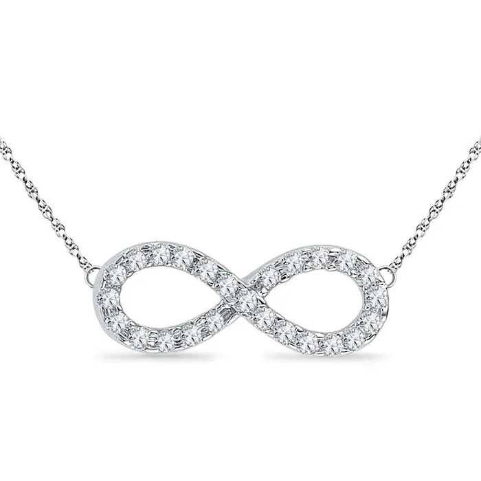 Goldia 02 CT TW Natural Diamond Sideways Infinity Pendant in 10K White Gold Necklaces Goldia 02 CT TW Natural Diamond Sideways Infinity Pendant in 10K White Gold Necklaces