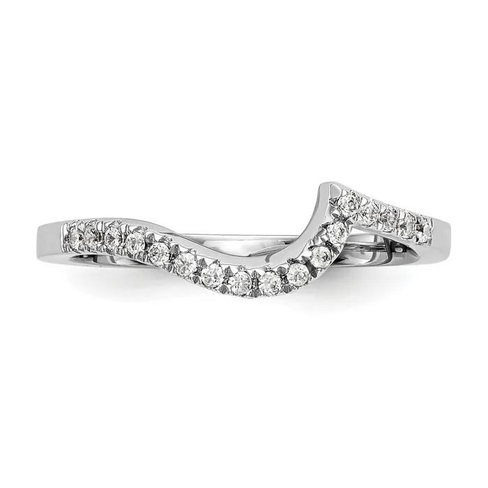 Goldia 020ct CZ Solid Real 14k White Gold Contoured Wedding Wedding Band Ring Rings