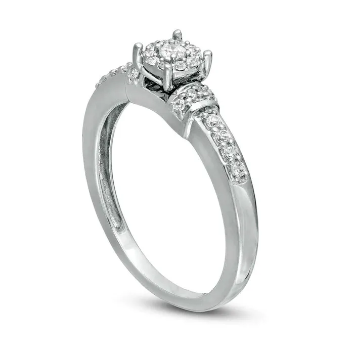 Goldia 025 CT TW Natural Diamond Frame Collar Promise Ring in Solid 10K White Gold Rings Goldia 025 CT TW Natural Diamond Frame Collar Promise Ring in Solid 10K White Gold Rings