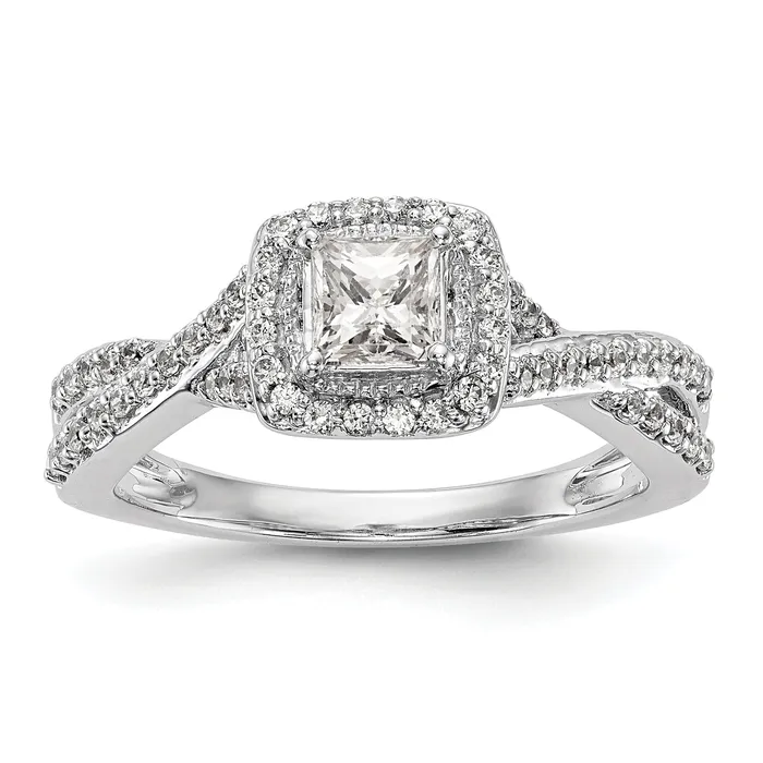 Goldia 025ct CZ Solid Real 14K White Gold Princess Cushion Halo Engagement Ring Rings Goldia 025ct CZ Solid Real 14K White Gold Princess Cushion Halo Engagement Ring Rings