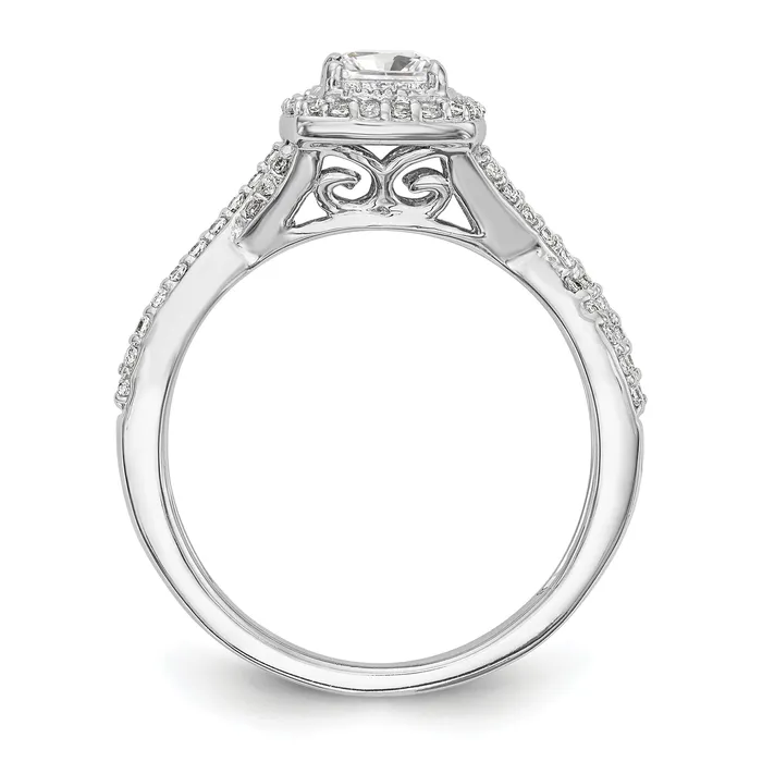 Goldia 025ct CZ Solid Real 14K White Gold Princess Cushion Halo Engagement Ring Rings