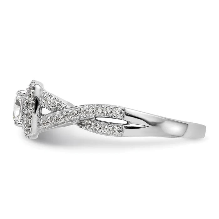 Goldia 025ct CZ Solid Real 14K White Gold Princess Cushion Halo Engagement Ring Rings