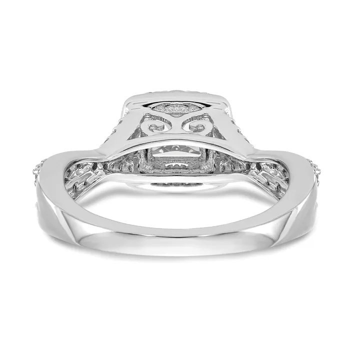 Goldia 025ct CZ Solid Real 14K White Gold Princess Cushion Halo Engagement Ring Rings