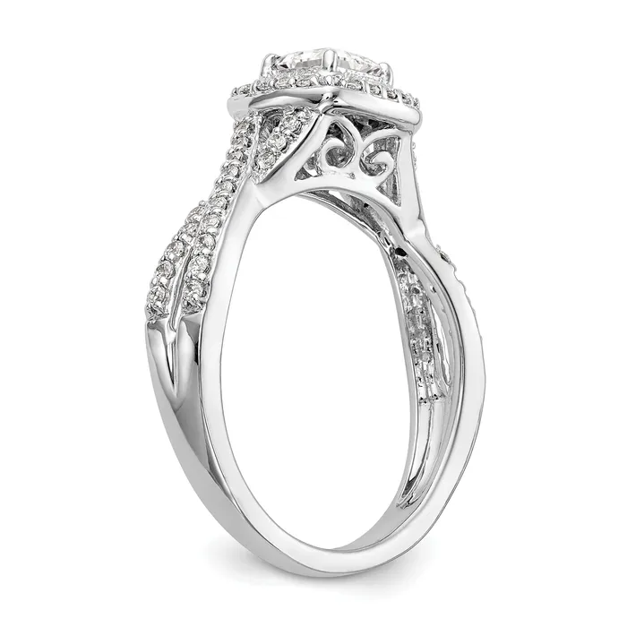 Goldia 025ct CZ Solid Real 14K White Gold Princess Cushion Halo Engagement Ring Rings
