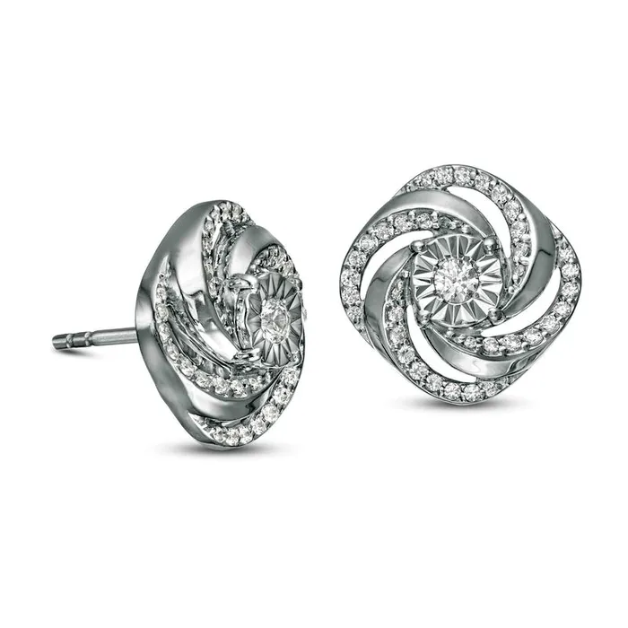 Goldia 038 CT TW Diamond Swirl Stud Earrings in 14K White Gold Earrings Goldia 038 CT TW Diamond Swirl Stud Earrings in 14K White Gold Earrings