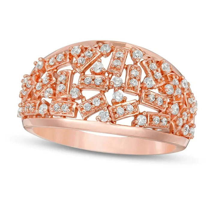 Goldia 038 CT TW Natural Diamond Scatter Ring in Solid 10K Rose Gold Rings Goldia 038 CT TW Natural Diamond Scatter Ring in Solid 10K Rose Gold Rings
