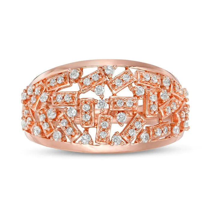 Goldia 038 CT TW Natural Diamond Scatter Ring in Solid 10K Rose Gold Rings Goldia 038 CT TW Natural Diamond Scatter Ring in Solid 10K Rose Gold Rings