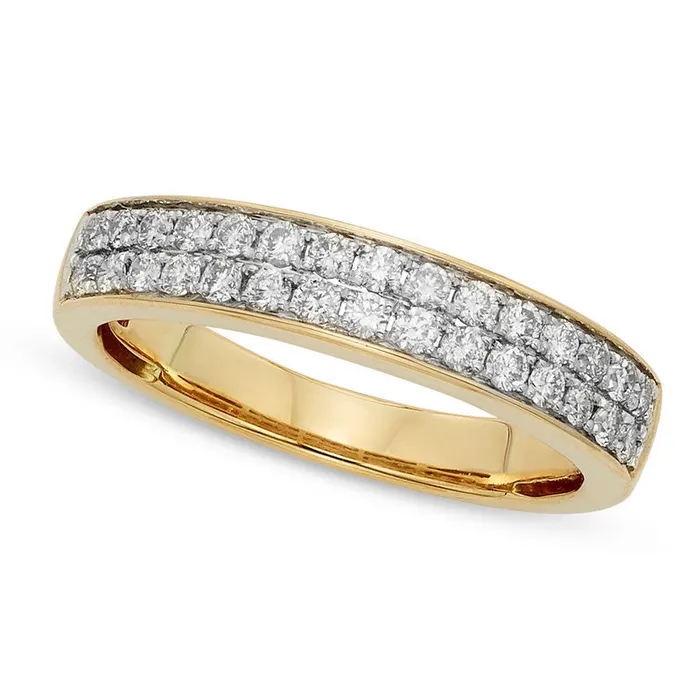 Goldia 050 CT TW Certified Natural Diamond Double Row Wedding Band in Solid 14K Gold II1 Rings Goldia 050 CT TW Certified Natural Diamond Double Row Wedding Band in Solid 14K Gold II1 Rings