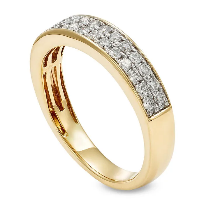 Goldia 050 CT TW Certified Natural Diamond Double Row Wedding Band in Solid 14K Gold II1 Rings Goldia 050 CT TW Certified Natural Diamond Double Row Wedding Band in Solid 14K Gold II1 Rings