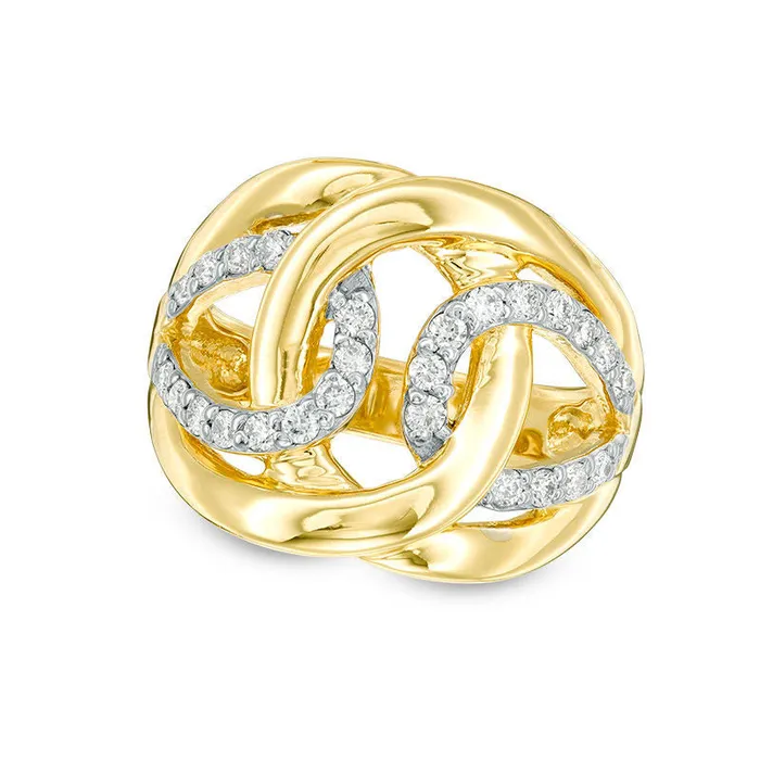 Goldia 050 CT TW Natural Diamond Interlocking Loops Ring in Solid 10K Yellow Gold Rings Goldia 050 CT TW Natural Diamond Interlocking Loops Ring in Solid 10K Yellow Gold Rings