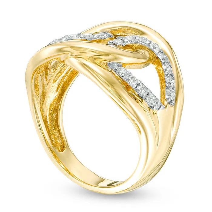 Goldia 050 CT TW Natural Diamond Interlocking Loops Ring in Solid 10K Yellow Gold Rings Goldia 050 CT TW Natural Diamond Interlocking Loops Ring in Solid 10K Yellow Gold Rings