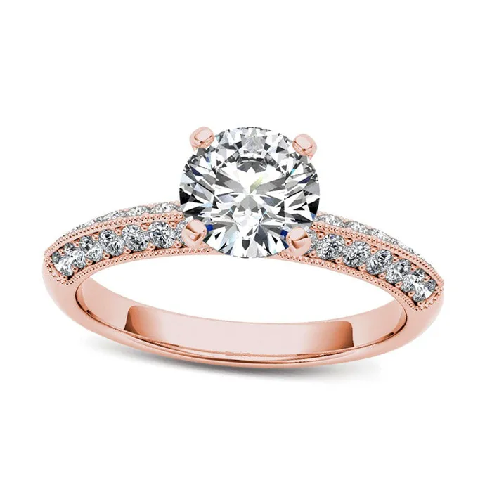 Goldia 075 CT TW Natural Diamond Antique VintageStyle Engagement Ring in Solid 14K Rose Gold Rings Goldia 075 CT TW Natural Diamond Antique VintageStyle Engagement Ring in Solid 14K Rose Gold Rings