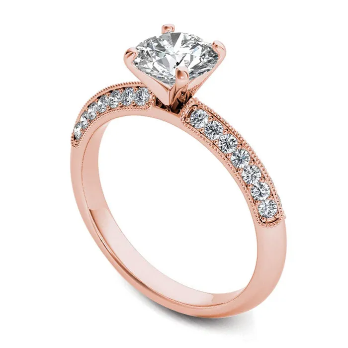 Goldia 075 CT TW Natural Diamond Antique VintageStyle Engagement Ring in Solid 14K Rose Gold Rings Goldia 075 CT TW Natural Diamond Antique VintageStyle Engagement Ring in Solid 14K Rose Gold Rings