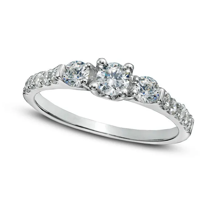 Goldia 075 CT TW Natural Diamond Three Stone Engagement Ring in Solid 10K White Gold Rings Goldia 075 CT TW Natural Diamond Three Stone Engagement Ring in Solid 10K White Gold Rings