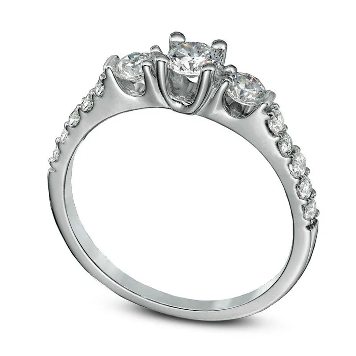 Goldia 075 CT TW Natural Diamond Three Stone Engagement Ring in Solid 10K White Gold Rings Goldia 075 CT TW Natural Diamond Three Stone Engagement Ring in Solid 10K White Gold Rings