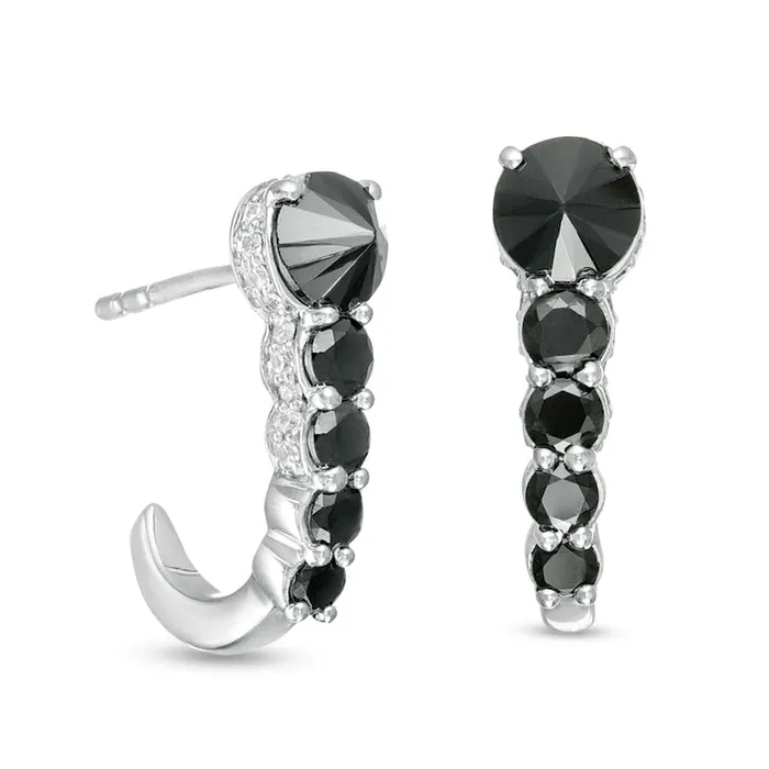 Goldia 1 CT TW Enhanced Black and White Diamond JHoop Earrings in 10K White Gold Earrings Goldia 1 CT TW Enhanced Black and White Diamond JHoop Earrings in 10K White Gold Earrings