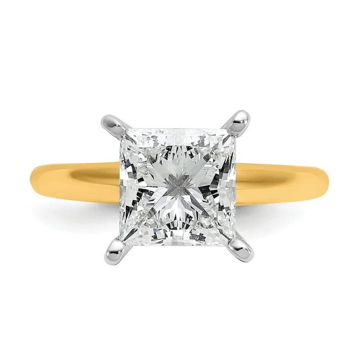 Goldia 14k Twotone 3 Ct Lab Grown Diamond VSSI G Princess Solitare Engagement Ring Rings