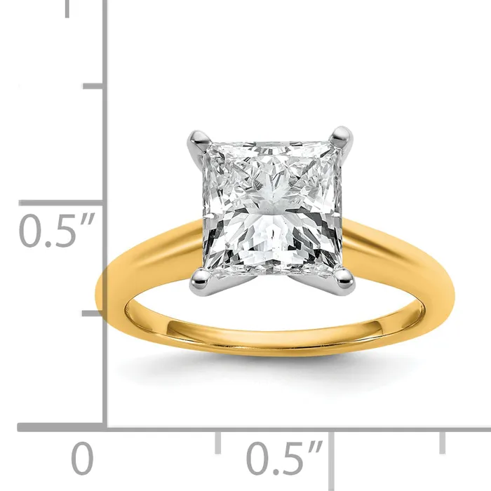 Goldia 14k Twotone 3 Ct Lab Grown Diamond VSSI G Princess Solitare Engagement Ring Rings