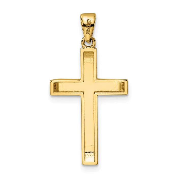 Goldia 14k Twotone Gold Polished and Textured Crucifix Pendant Rings