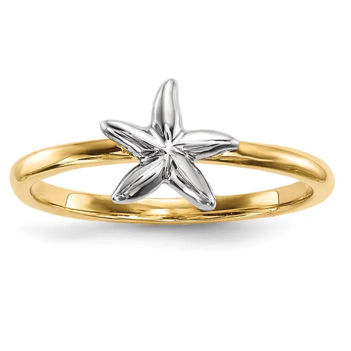 Goldia 14k TwoTone Gold Polished Starfish Ring Rings
